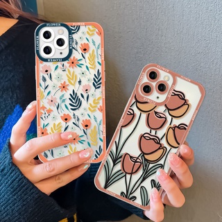 เคสโทรศัพท์มือถือแบบนิ่ม TPU ใส กันกระแทก กันรอยเลนส์กล้อง ลายดอกไม้ สําหรับ Samsung S21 Galaxy S22 Ultra S20 FE A73 A53 A51 A52S 5G A32 A22 5G A21S A13 A12 A50s A30s A52 A71 A72