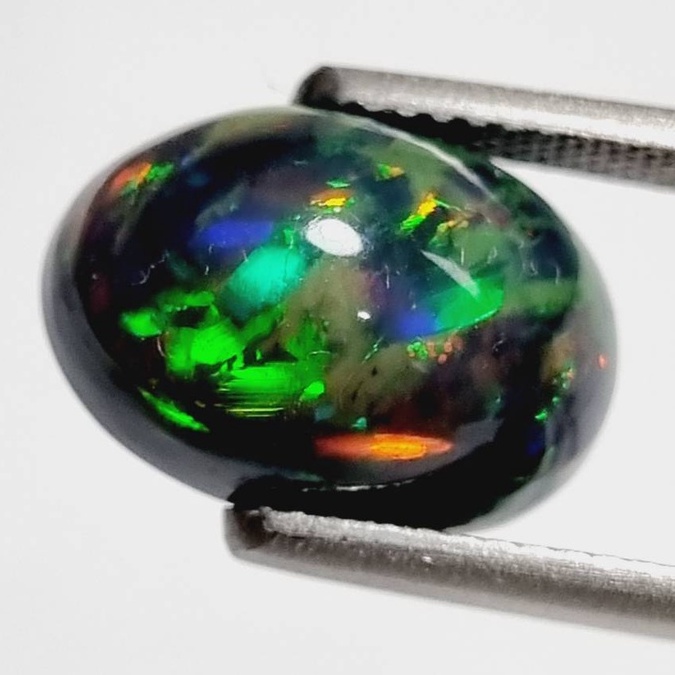 (OP01) พลอยโอปอลแท้ ไซส์ทำหัวแหวน Black Opal อบรมควัน เม็ดจริงสวยมาก รุ้งสวย