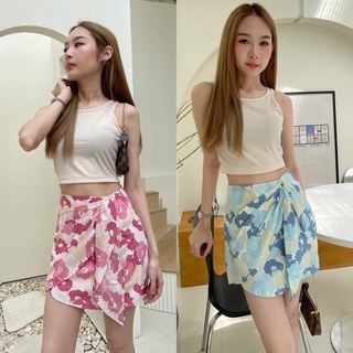 AF00#กระโปรงเอวสูง Floral skirt-Taya Fabrique