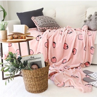 [พร้อมส่ง] ผ้าห่ม MOMO Microfiber Blanket ลายพีช  ของแท้จากเกาหลี ไซส์ M,L