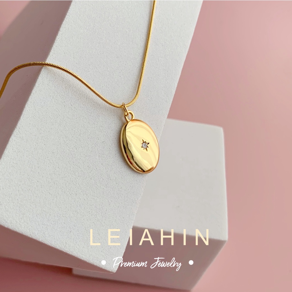LEIAHIN สร้อยคอ สเตนเลส 18k สีทอง เรียบง่าย เครื่องประดับแฟชั่นเกาหลี