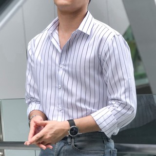 เสื้อเชิ้ตชาย ริ้วขาว ทรง Smart Fit ระบายอากาศได้ดี WEES