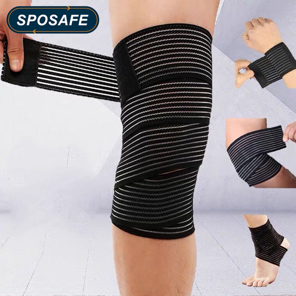 Sposafe ผ้าพันแผลตาข่าย ยืดหยุ่น ระบายอากาศ สําหรับรัดข้อมือ ข้อศอก เข่า บาดเจ็บ 1 ม้วน