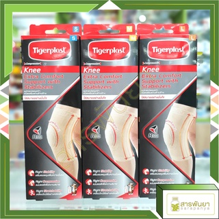 Tigerplast Knee Extra Comfort Support with Satbilizers ไทเกอร์พล๊าส อุปกรณ์พยุงเข่าชนิดเสริมแกนด้านข้าง กล่อง1ชิ้น