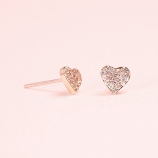 Grace Fine Jewelry ต่างหูปักก้านทองแท้ 9K Heart Shaped White Sapphire