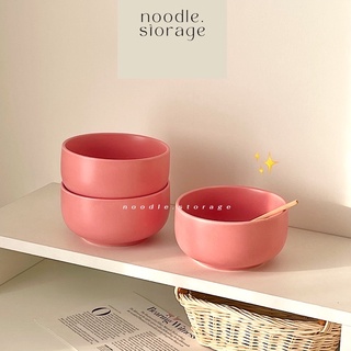 พร้อมส่ง📌ถ้วยเซรามิคสีชมพู ใส่ซุป หรือใส่ซีเรียล อาหารเช้า pinky bowl (noodle.storage)