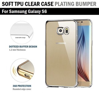 Qcase-เคสใส ผิวนิ่ม ขอบสี สำหรับ Samsung Galaxy S6 - Soft TPU Clear Case Plating for Samsung Galaxy S6