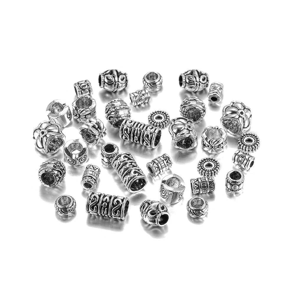 St.kunkka 20 ชิ้น/ล็อตเงิน Big Hole Spacer ลูกปัดโลหะสังกะสี Charm ลูกปัดสําหรับ DIY สร้อยข้อมือเครื่องประดับทํา