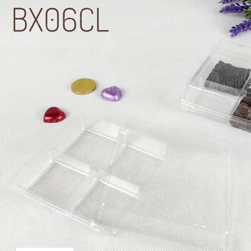 มาวินช้อป ขายปลีก ห่อ100ชุด E44 ถาด4ช่องฐานใส ฝา E44 กล่องหลุมเค้กเหลี่ยม  บรรจุภัณฑ์กล่องเบเกอรี่