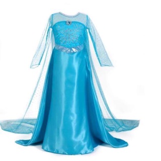 (ส่งฟรี/พร้อมส่ง) เดรสแฟชั่น Princess Dress รุ่น แขนสีฟ้าลากยาว (Blue)