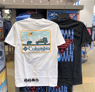 เสื้อยืดแขนสั้นลําลอง พิมพ์ลายโลโก้ Salmon New York GO Columbia เหมาะกับฤดูใบไม้ผลิ และฤดูร้อน สําหรับผู้ชาย