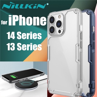 NILLKIN เคส iPhone 14 13 Pro Plus Max Mini รุ่น Dual Layer PC Clear Back Cover Soft TPU Frame Hybrid Heavy Duty Drop Protection