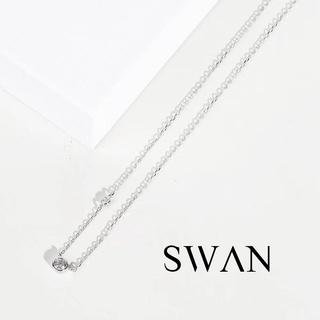 SWAN - Bezel Necklace สร้อยคอเงินแท้ ฝังเพชรคิวบิกเซอร์โคเนีย cubic zirconia