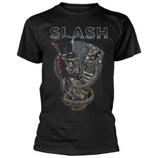 แขนสั้นcrew neckเสื้อยืด พิมพ์ลาย Slash Skull Guitar Snake สีดํา สไตล์คลาสสิก สําหรับผู้ชาย 866613S-XXXXL