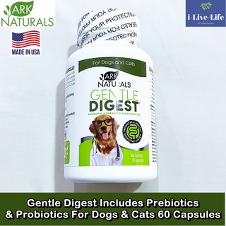 Gentle Digest, Includes Prebiotics &amp; Probiotics For Dogs &amp; Cats 60 Capsules พรีไบโอติก โปรไบโอติค สำหรับสุนัข และแมว