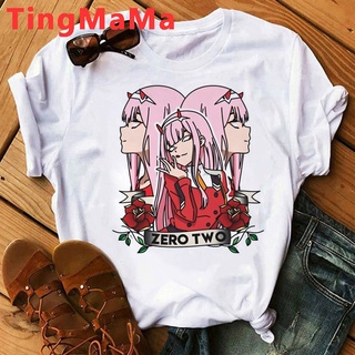 คอลูกเรือเสื้อยืด พิมพ์ลายกราฟฟิค Darling In The Franxx สไตล์ฮาราจูกุ สําหรับผู้ชายS-5XL