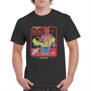 เสื้อยืดคอกลม แขนสั้น ผ้าฝ้าย พิมพ์ลายกราฟฟิค Devouring Your Soul Steven Rhodes Devil เหมาะกับวันฮาโลวีน สําหรับผู้ชาย แ