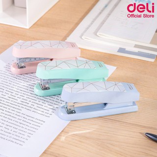 Deli 0402F Stapler เครื่องเย็บกระดาษลายหินอ่อนสีพาสเทล สุดน่ารัก เย็บได้ 25 แผ่น (คละสี 1ชิ้น) ที่เย็บ เครื่องเย็บกระดาษ