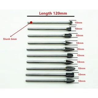 1pcs 6x10x120mm ทังสเตนคาร ์ ไบด ์ Burrs ยาว 6 มม.ก ้ านบดเครื ่ องมือโรตารี ่ พร ้ อมสต ็ อก