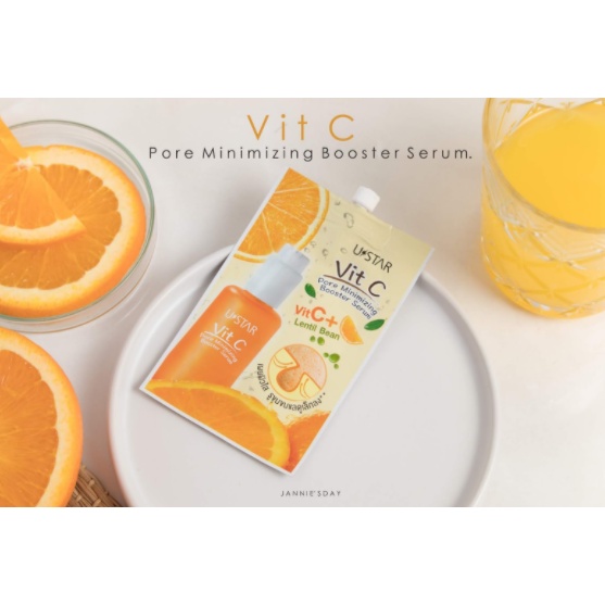 Ustar VitC Pore Minizing Booster Serum วิตซี พอร์ มินิไมซิ่ง บูสเตอร์ เซรั่ม ขายแบบยกกล่อง 6 ซอง
