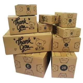 เบอร์ B+7 ลายหมี กล่องพัสดุ กล่องไปรษณีย์ พิมพ์ลายThank you