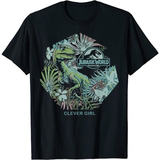 เสื้อยืด พิมพ์ลาย Jurassic Park Raptor Tropical สําหรับผู้หญิง