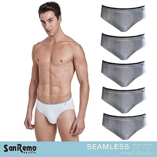 ชุดชั้นใน (5 ตัว) Sanremo Brief Seamless กางเกงในชาย ไร้ตะเข็บ แซนรีโม สีเทา (เนื้อผ้านุ่ม กระชับ สวมใส่สบาย) NIS-SRMSL1