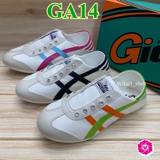 GiGA GA14 รองเท้าผ้าใบ สลิปออน (36-41) สีกรม/ชมพู