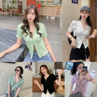ครอปไหมพรมแต่งซิปอกรูดได้ มี4สี