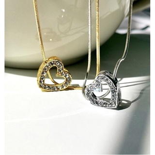 37 gold heart line necklace สร้อยคอจี้รูปหัวใจทอง (Aetop.accessories)