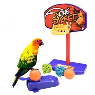 E-18 ของเล่นนกแก้ว แป้งบานจิ๋ว 1ชุดมีลูกบาสขนาด 3ซม 3ลูก bird basketball plastic