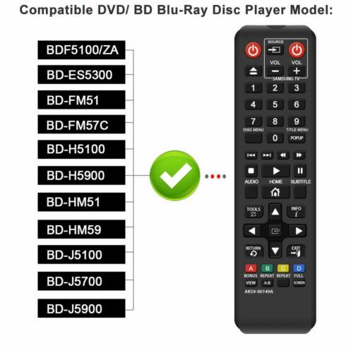 ใหม่ระยะไกล AK59-00149A สําหรับ Samsung DVD Blu-Ray Player AK59-001166A BD-F5700/ZA Samsung Blu-Ray 