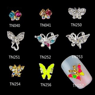 10 ชิ้น 3D Butterfly Rhinestone เงาทำเล็บ DIY เล็บตกแต่งเคล็ดลับเล็บ