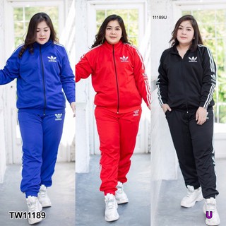 PP11189 Set BigSize เสื้อแจ็คเก็ต+กางเกงขายาวสกรีนแบรนด์