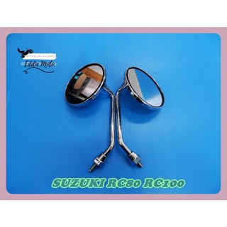 SUZUKI RC80 RC100 (8 mm.) LH&amp;RH SIDE MIRROR SET "CHROME"  // กระจกมองหลังย่อ ชุบโครม