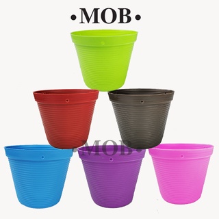 MOB กระถาง 4 นิ้ว หลากสี สีน้ำตาล สีฟ้า สีชมพู สีม่วง สีเหลือง สีแดง กระถางแคคตัส กระถางกระบองเพชร ไม้ประดับ กระถางเล็ก