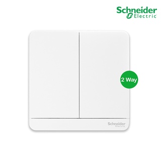 Schneider Electric : สวิตช์ไฟสองทาง 2 ช่อง, 2 Way Switch 16AX, 250V สีขาว รุ่น AvatarOn E : E8332L2_WE_G5