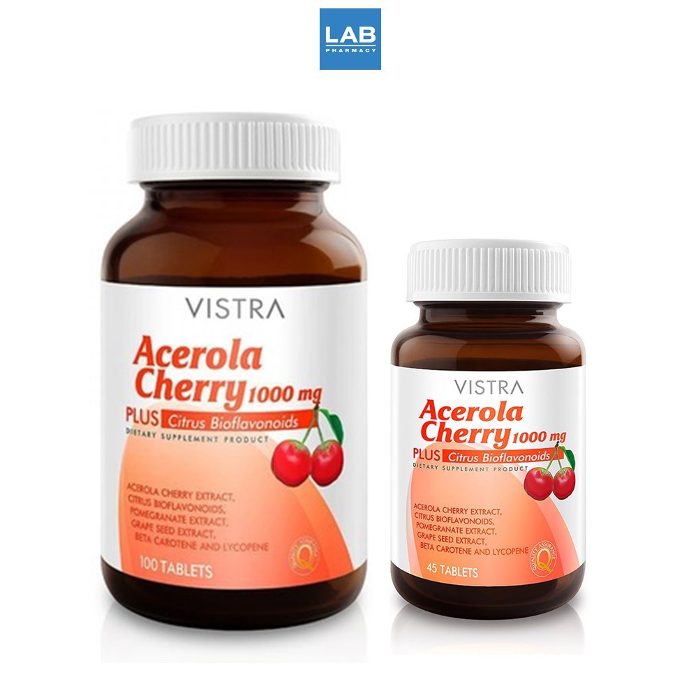 VISTRA-ACEROLA CHERRY 1000 MG. Set 100+45 Tabs - วิสทร้า อะเซโรลาเชอร์รี่ 1000 มก.