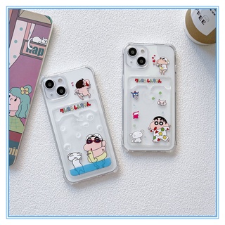 Crayon Shin-chan case for iPhone13 14plus ใช้สำหรับ เคสไอโฟน11 เคสไอโฟน14promax 12 xr caseiPhone13promax เคสไอโฟน7พลัส  ไอโฟน 14Proกล่องใส่การ์ด ซิลิโคนนุ่มเคสใสเคสใส่การ์ดที่เก็บรูปถ่าย เคสโทรศัพท์