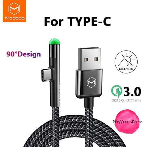 ถูกจริง/ส่งไว Mcdodo สายชาร์จเล่นเกมส์ Type C 3A สายถัก ไฟ LED บอกสถานะตอนชาร์จ USB-C Fast Charging Usb Cable Gaming