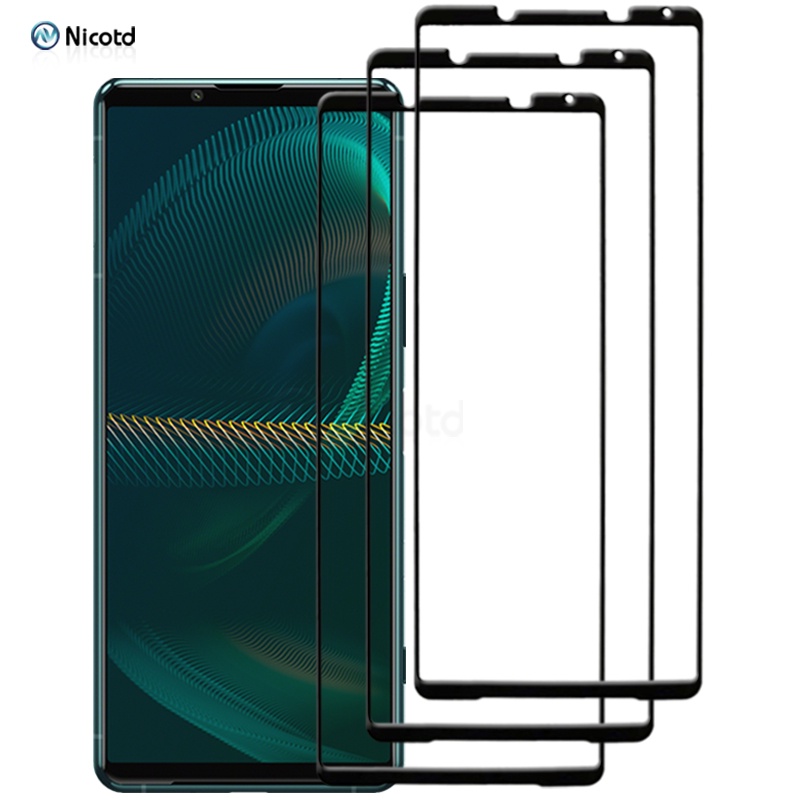 กระจกป้องกันคลุมทั้งหมดสําหรับ Sony Xperia 5III กระจกนิรภัย 9H ป้องกันหน้าจอสําหรับ Sony Xperia 5 II
