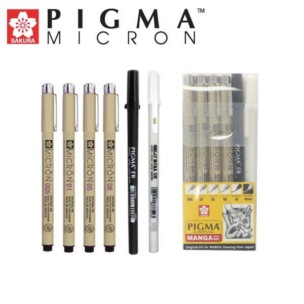Sakura Pigma ปากกาตัดเส้น PIGMA Micron Manga Basic SET ชุด 6 ด้าม