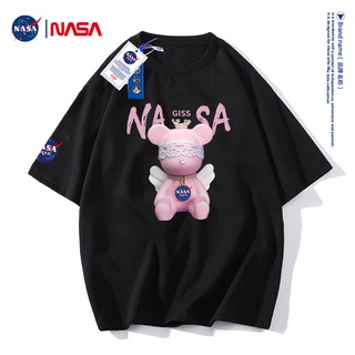 เสื้อยืดแขนสั้น ผ้าฝ้าย ทรงหลวม ลายนักบินอวกาศ NASA GISS แฟชั่นฤดูร้อน สําหรับผู้ชาย และผู้หญิงS-5XL