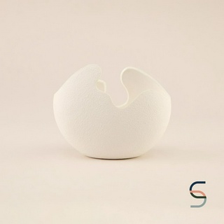 SARABARN Eggshell Ceramic Vase | แจกัน แจกันดอกไม้ แจกันมินิมอล แจกันตกแต่งบ้าน แจกันเปลือกหอยสีขาว