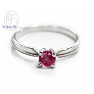 Finejewelthai-แหวนทับทิม-แหวนเงินแท้-แหวนพลอย-พลอยประจำเดือนเกิด-Ruby-Birthstone-Silver-Ring - R1183rb