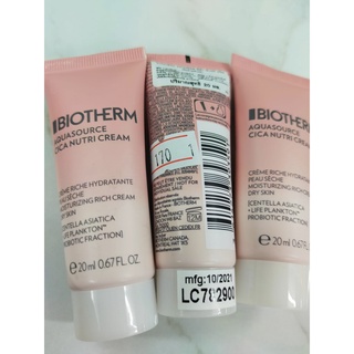 ฉลากไทย 20ml ราคาต่อชิ้น BIOTHERM Aquasource cica nutri cream ครีมบำรุงผิว เสริมความชุ่มชื้นผิว ผิวแห้งถึงผิวบอบบาง