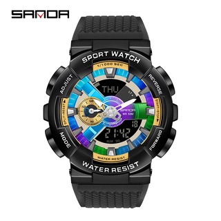 SANDA Creative Mens Watch กีฬาหรูหรากันน้ำควอตซ์ Multi-Function ว่ายน้ำ ทหาร Mens Watch