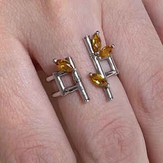 Platinum plated sterling silver bamboo ring แหวนเงิน รูปรั้วไม้ไผ่ ไผ่ทอง ทำจากพลอยธรรมชาติ Citrine (ซิทริน)