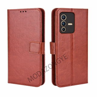 VIVO V23 5G เคส Phone Holder Stand Case VIVO V23 5G VIVOV23 เคสฝาพับ Wallet PU Leather Back Cover