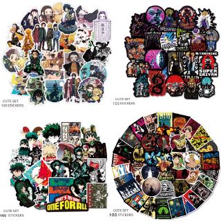 100 Pcs Anime Stickers Demon Slayer One Piece Naruto My Hero Academy Graffiti Stickers Trolley Case Stickers Notebook Stickers